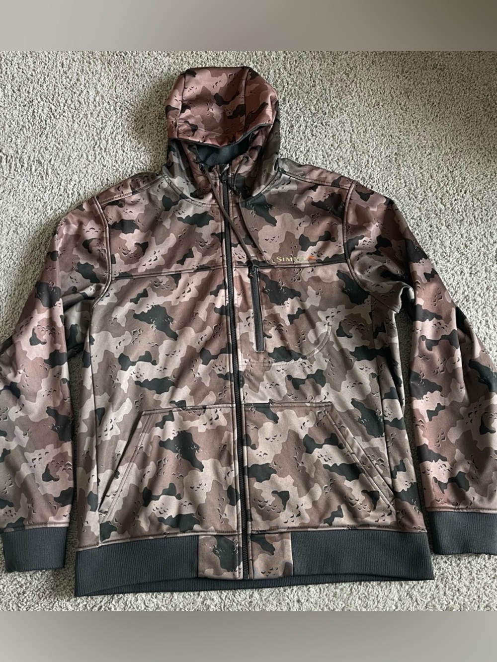 Simms Camo Full Zip Inner Fleece Hooded Jacket